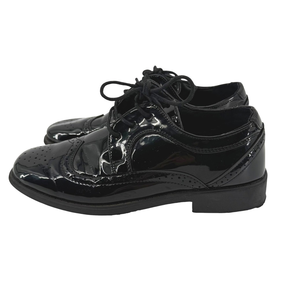 Josmo Boys Black Patent Wingtip Oxford Dress Shoes Size 2 31801 Formal Brogue